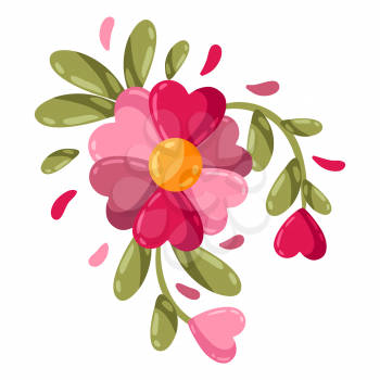 Happy Valentine Day illustration of flower. Holiday romantic image and love symbol.