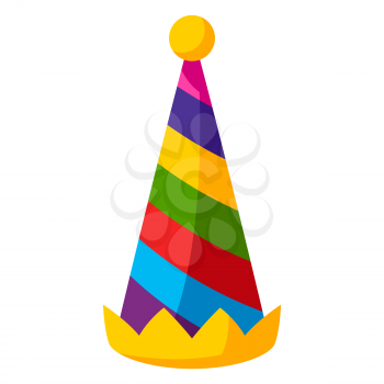 Illustration of party cap in cartoon style. Cute funny object. Symbol in comic style.