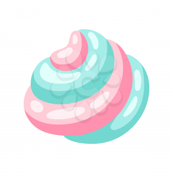 Illustration of marshmallow. Food item for bars, restaurants and shops. Icon or promotional image.