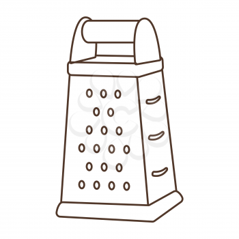Illustration of cooking grater. Stylized kitchen and restaurant utensil item.