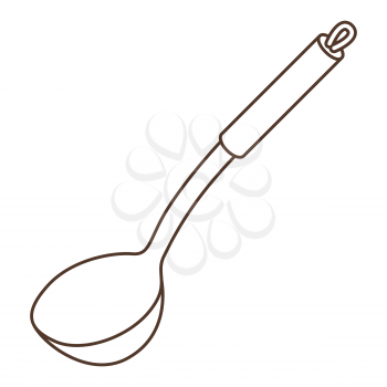 Illustration of cooking ladle. Stylized kitchen and restaurant utensil item.