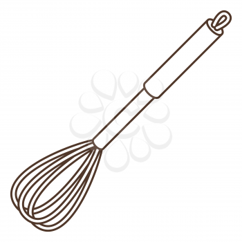 Illustration of cooking whisk. Stylized kitchen and restaurant utensil item.
