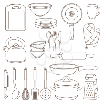 Set of kitchen utensils. Cooking equipment for home and restaurant.