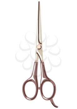 Barber illustration of professional hair scissors. Hairdressing salon item.