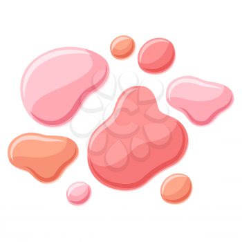 Pink liquid blots, splash and drops. Bacground design template.