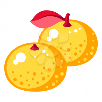 Illustration of Chinese two tangerines. Asian tradition New Year symbol. Talisman and holiday decoration.