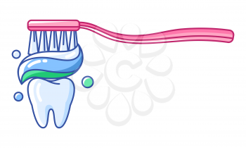 Illustration of teeth cleaning. Dentistry and health care icon. Stomatology and medical item.