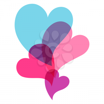 Illustration of abstract hearts. Valentine Day decorative symbol.