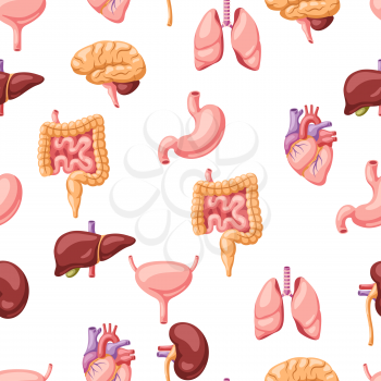 Seamless pattern with internal organs. Human body anatomy. Health care and medical education background.