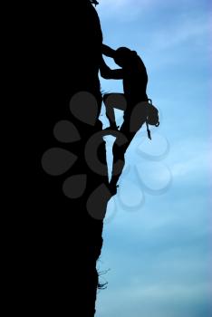 Silhouette of climber. Element of deisgn.