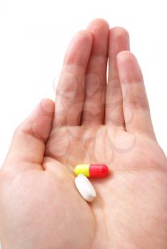 Hand and pills. Element of design.