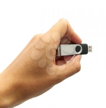 Flash drive in hand. Element of design.