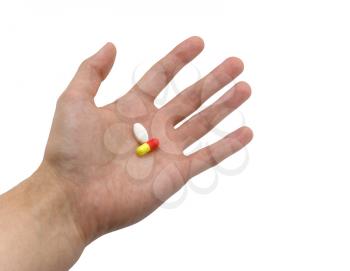 Hand with pills. Element of medical design.