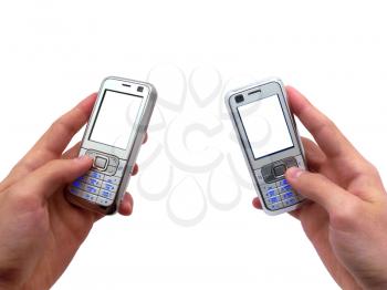 Two mobile in hand. Element of design.