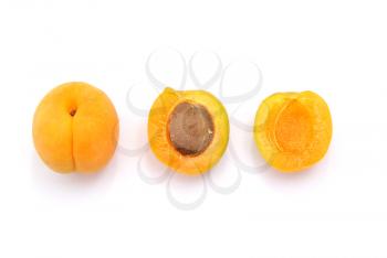 Ripe and cut isolated apricot. Element of design.