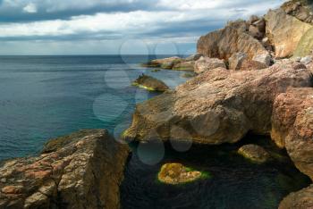Rocks and sea. Composition of nature. 