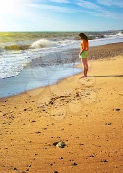 Girl on the beach. Conceptual design.
