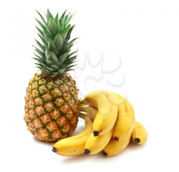 Ananas and babanas. Isolated object.