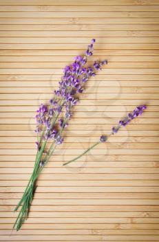 Lavender on wooden texture. Element of design.