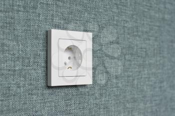 Wall socket on the wall. After repair scene. Shallow depth-of-field