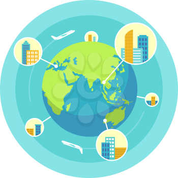 Global business design concept in flat style