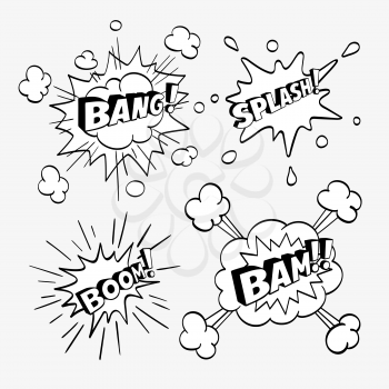 Set of comic sound effects. Vector illustration.