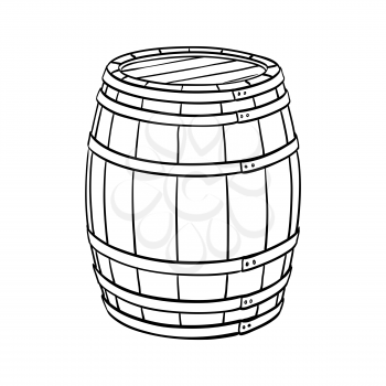  Line sketch of barrel isolated on white background. Vector illustration.