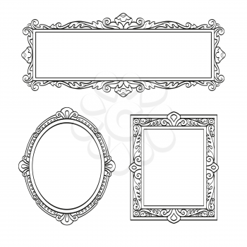 Set of banners. Vintage frames isolated on white background. Hand drawn vector illustration.