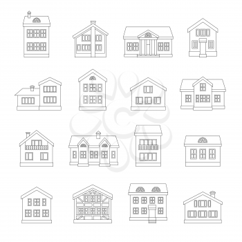 House line icons set isolated on white background. Vector illustration.