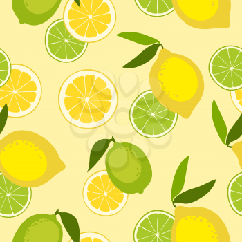 Seamless pattern with lime and lemon. Vector illustration.
