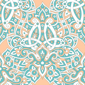 Ethnic seamless pattern. Oriental decorative elements. Boho style vector illustration. Abstract background.