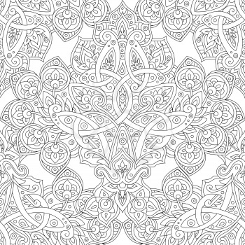 Ethnic line seamless pattern. Abstract background. Oriental decorative elements. Boho style vector illustration.