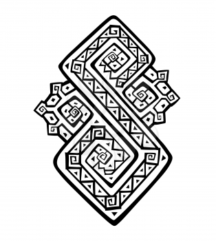 Monochrome ethnic pattern isolated on white background. Tribal decorative element. Boho style vector illustration.