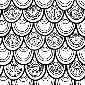 Scale seamless pattern. Ethnic background. Oriental decorative elements. Boho style vector illustration.