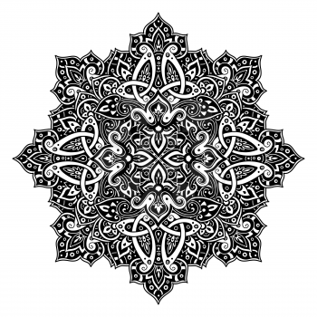 Ethnic pattern in black and white colors. Oriental decorative element. Boho style vector illustration.
