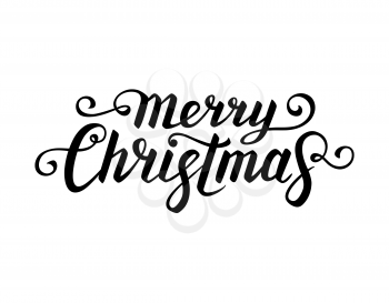 Merry Christmas text. Calligraphic Lettering. New year and Xmas Holidays design. Vector illustration.