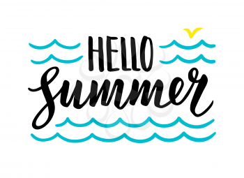 Calligraphic Lettering summer text. Vector illustration. Isolated on white