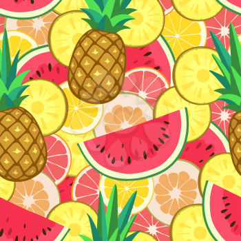 Seamless pattern with summer fruits. Vector illustration.
