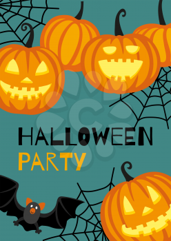 Halloween cute design. Invitation or greeting card. Banner template. Flat style vector illustration.