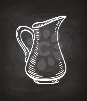 Milk jug. Chalk sketch on blackboard. Hand drawn vector illustration. Retro style.