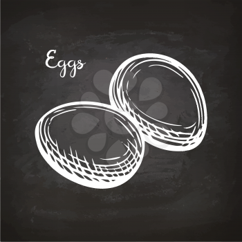Eggs. Retro style sketch on chalkboard. Hand drawn vector illustration.