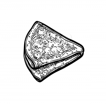 Folded French crepe or Russian blini. Ink sketch isolated on white background. Hand drawn vector illustration. Retro style.
