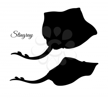 Stingray. Silhouette isolated on white background.