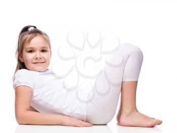 Young sporty girl, isolated over white
