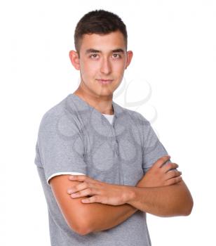 Portrait of a happy young man, isolated over white