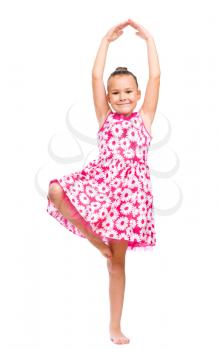 Cute girl dancing, isolated over white
