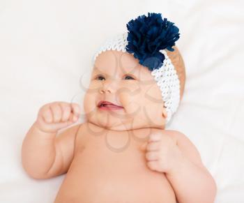 Adorable baby 3 months, close-up portrait