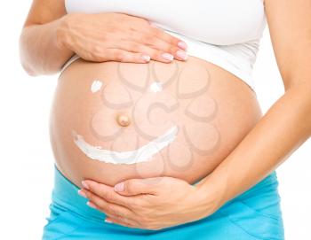 Image of pregnant woman, isolated over white