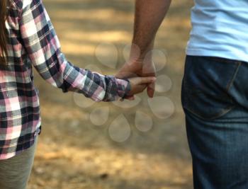 The parent holds the hand of a child. Fathers day