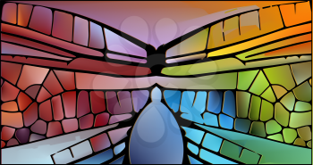 Stained glass with bright glowing glare. Abstract mesh background